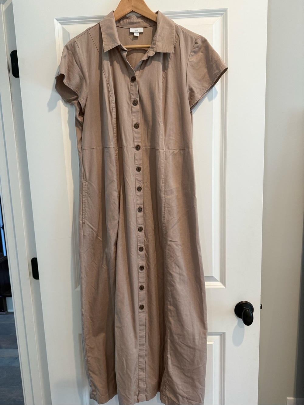 J. Jill Khaki Button-Front Maxi Dress